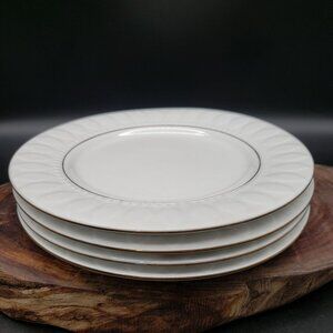 Vintage Gibson Heritage Gold Salad Plates Set of 4 – 7 5/8" White w/ Gold Trim